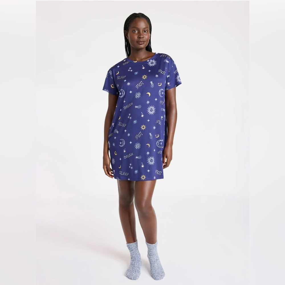 Joyspun Dreamy Soft Sleepshirt Nightgown Blue 2X Plus Size Soft Lounge Sleepwear